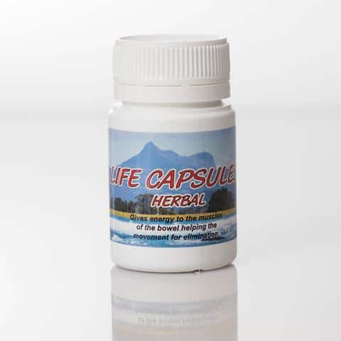 Life Capsules (see new formula ReJuve Capsules) in a bottle on a white background