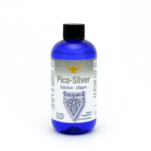 Dr Carolyn Dean's Pico-Silver Solution (240ml) in a bottle on a white background