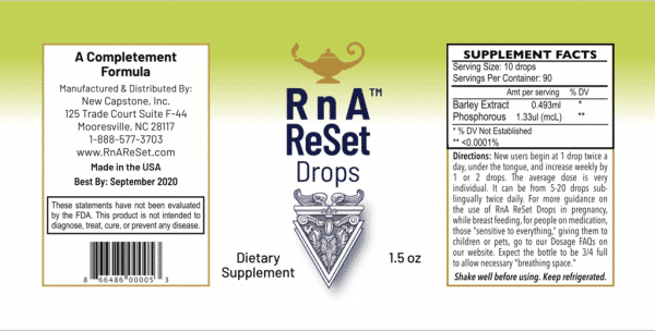 Dr Carolyn Dean's RnA ReSet Drops™ label