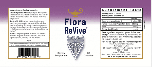 Dr Carolyn Dean's Flora Revive™ (60 capsules) Supplement Label